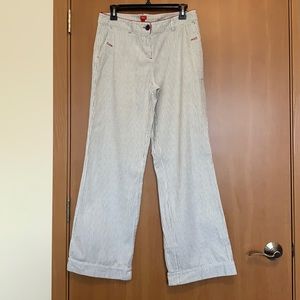 Wide leg low-rise over the boot stripped pants